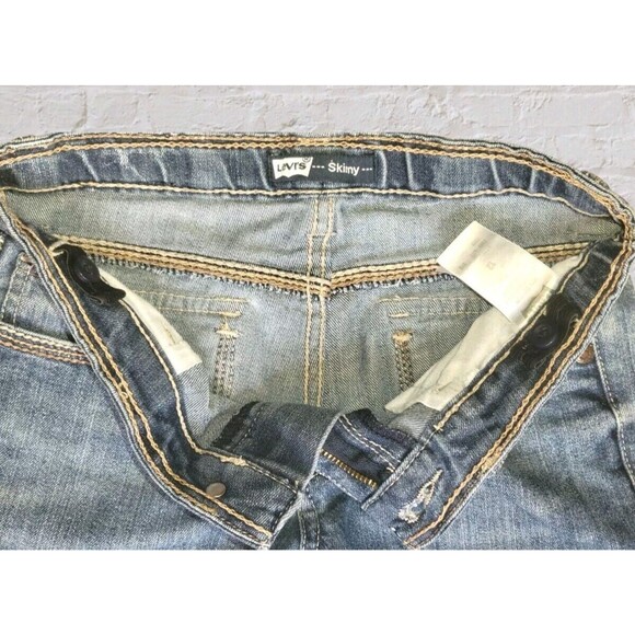 Levis Girls Skinny Adjustable Waist Jeans 12 Distressed Flap Pocket Western - Picture 3 of 8
